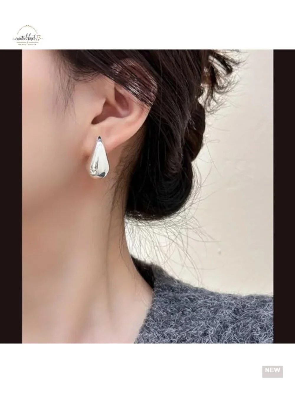 14K Gold Plated Silver Post Teardrop Drop Hoop Earrings Statement Jewelry